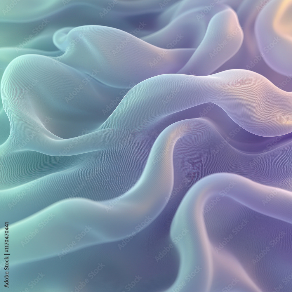 Obraz premium Flowing pastel iridescent fabric with soft folds.