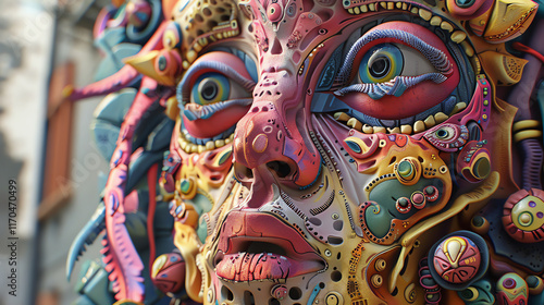 Wallpaper Mural Imagine a clay sculpture surrealism piece with whimsical camera angles for an animated street art project Focus on vibrant colors and intricate details Torontodigital.ca