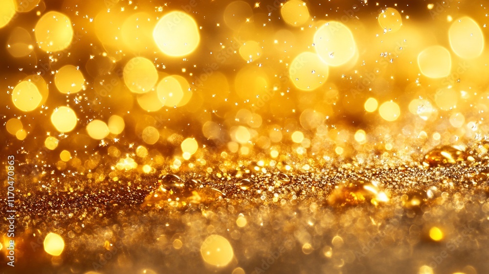Golden glitter bokeh background, celebratory, festive, sparkling Golden glitter bokeh background, celebratory, festive, sparkling