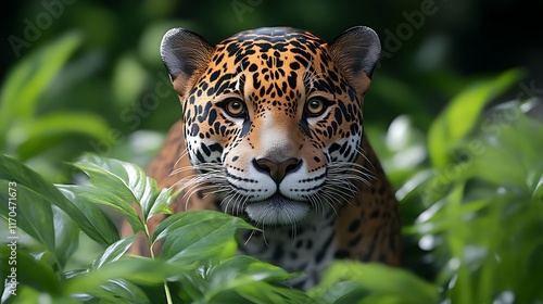 Obraz na płótnie Majestic Jaguar Hidden In Lush Green Foliage w salonie
