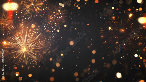 Background design with fireworks and spark in dark background 