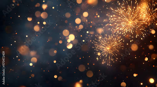 Background design with fireworks and spark in dark background 