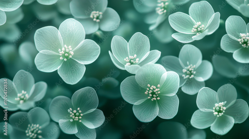 Floral seamless pattern with light green flowers on dark green in square format, for wallpaper, background and fabric design Floral seamless pattern with light green flowers on dark green in square format, for wallpaper, background and fabric design