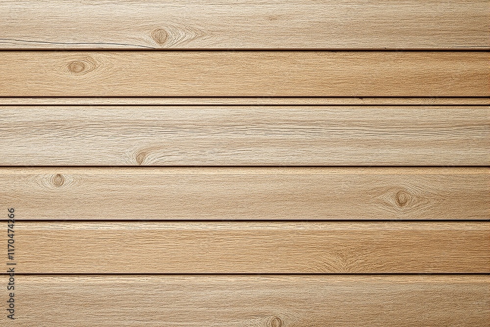 Fototapeta premium Light wooden planks with natural wood grain texture, aligned horizontally on a neutral background. Concept of rustic design and wood patterns. Ai generative