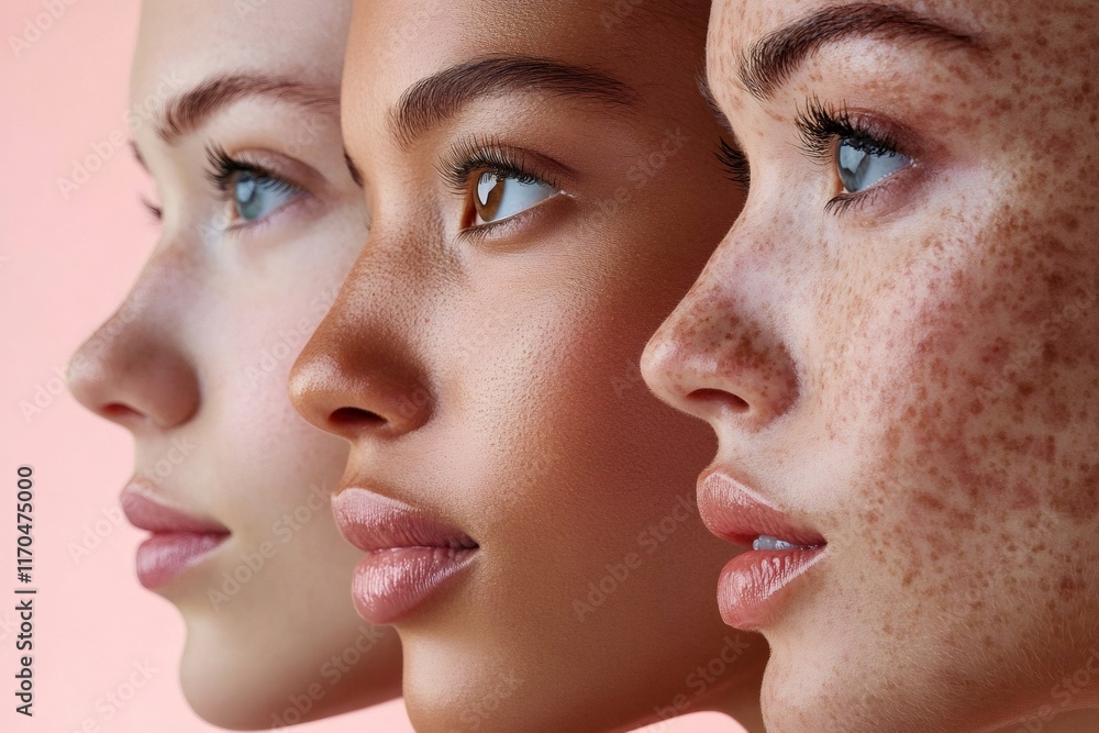 Obraz premium Three diverse models showing off perfect skin and natural beauty