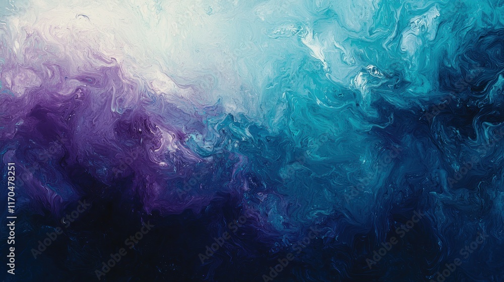 Fototapeta premium Abstract Swirling Paint Colors in Blue Purple and White