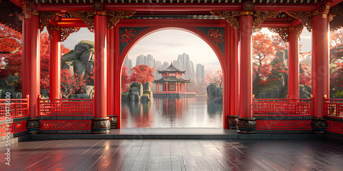 Wallpaper Mural chinese temple terrace with natural scenery Torontodigital.ca