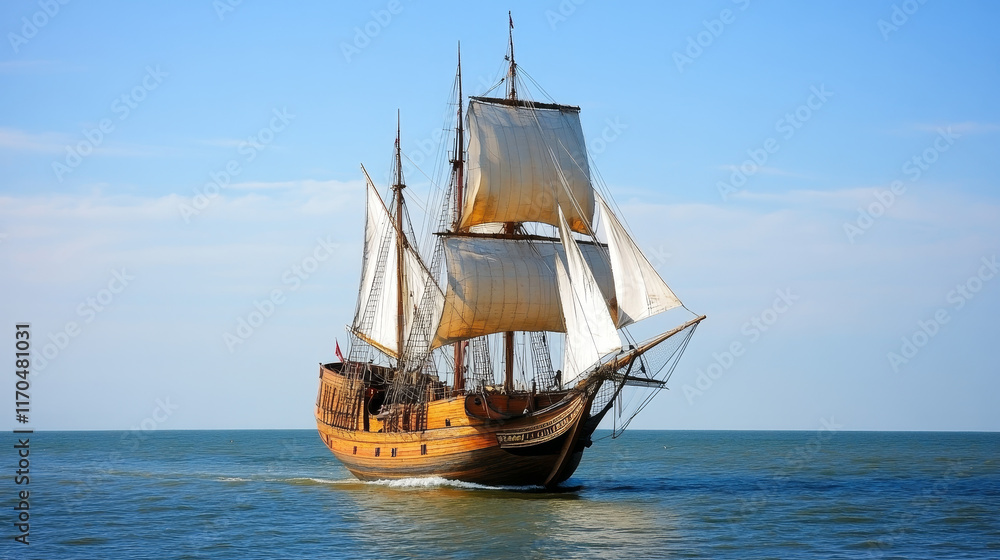 Sail ship in ocean water for travel or another design. Jpeg version also available in gallery Sail ship in ocean water for travel or another design. Jpeg version also available in gallery