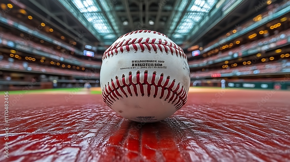 Baseball On Field Stadium Background