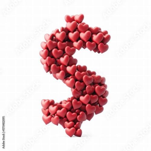 Heart Shaped Letters for Valentine's Celebration, Valentine's Day Word Design. Generative AI