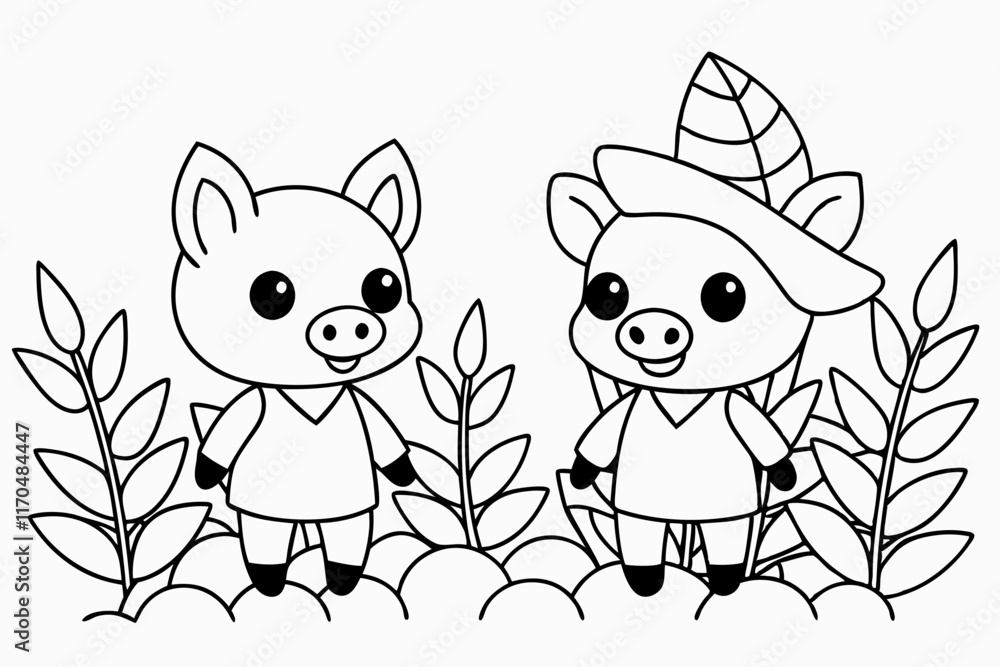 Fototapeta premium Cute and Adorable Baby Pigs Dressed as Jungle Animals 