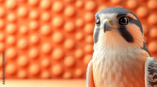 Obraz na płótnie American Kestrel Portrait Against Orange Background w salonie