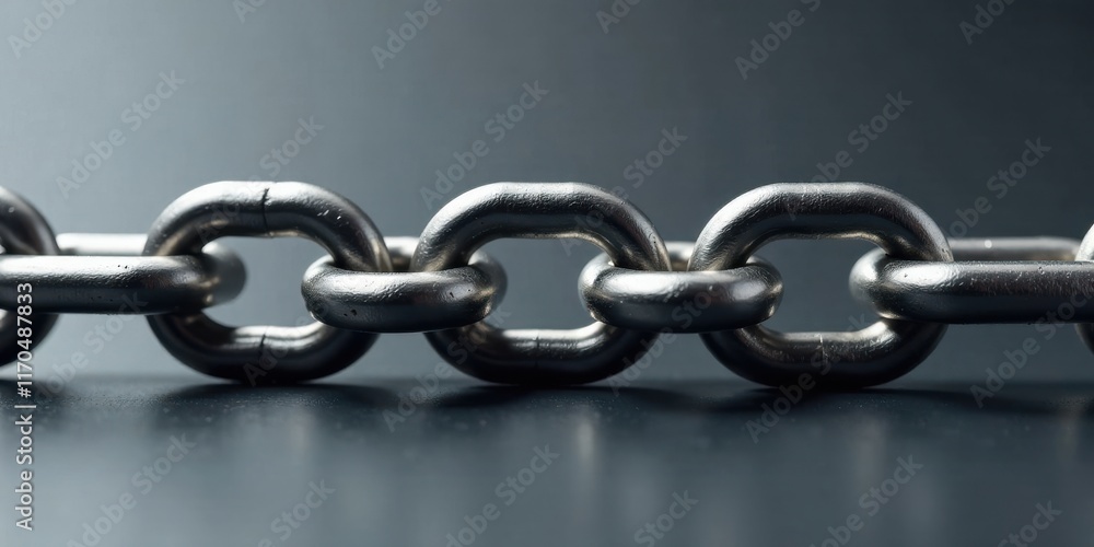 Obraz premium Close-up of a strong metallic chain showcasing its robust links and durable construction