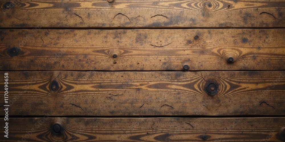 Naklejka premium Rustic Brown Wooden Planks Background Texture Showing Grain and Knots