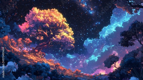 Wallpaper Mural Enchanted Forest Under a Starry Sky Torontodigital.ca