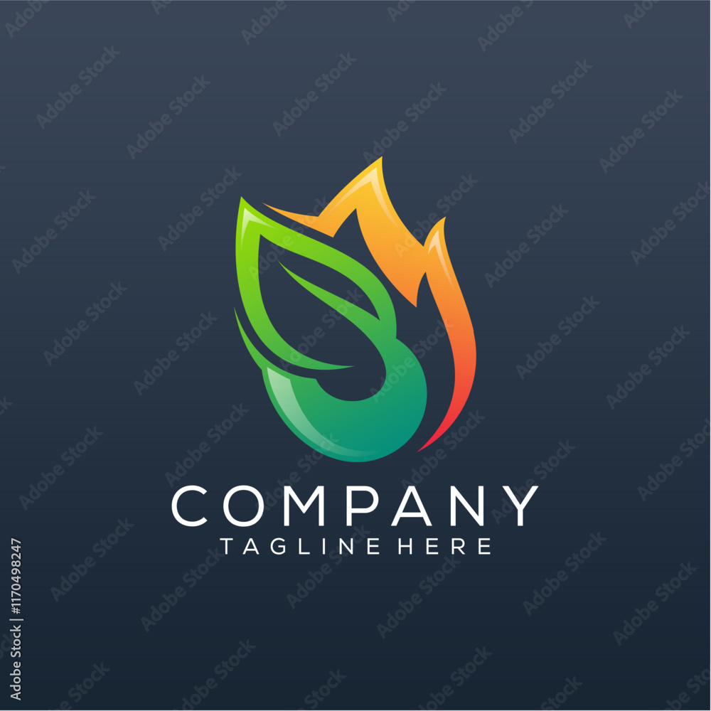 Obraz premium Abstract fire leaf logo design