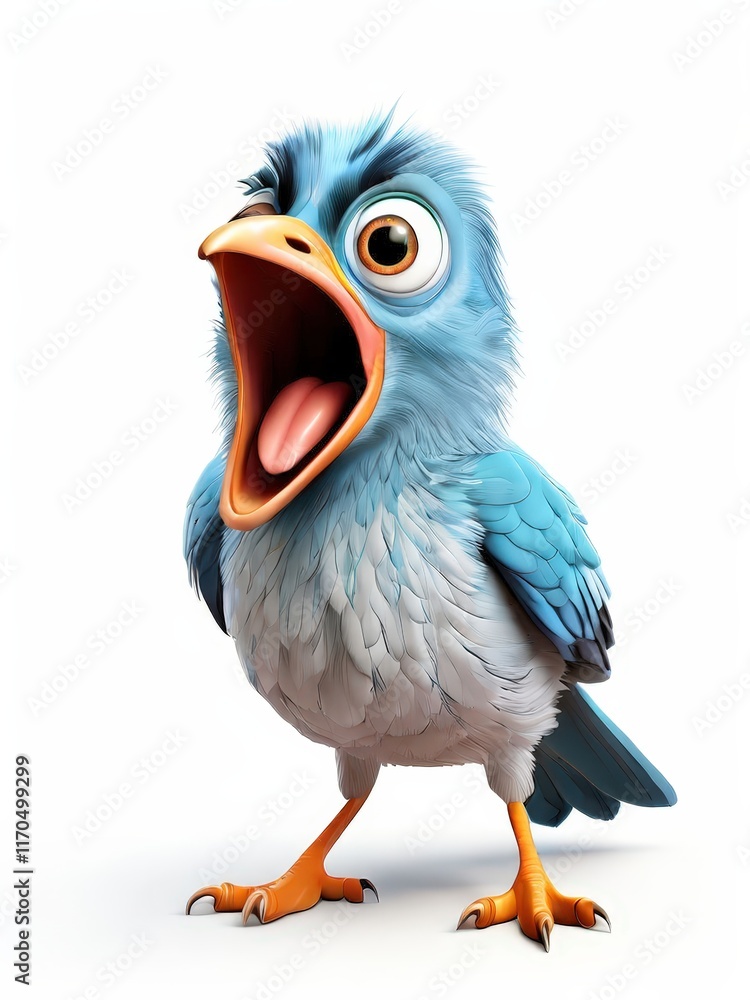 Fototapeta premium the AI Image Generator, Blue Cartoon Bird With Surprised Expression
