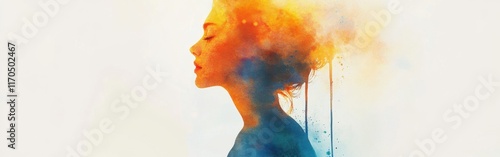 Surreal representation of a glowing woman surrounded by vibrant colors and light