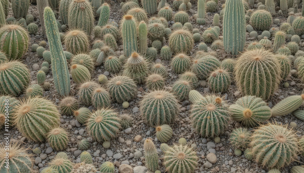 Diverse Cactus in a Desert Garden Display Diverse Cactus in a Desert Garden Display