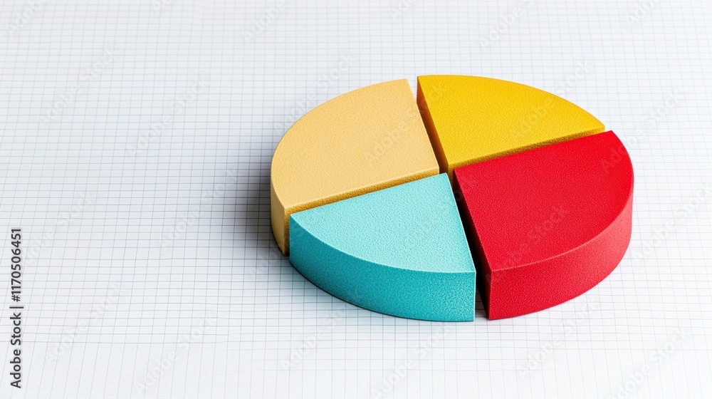 Obraz premium Colorful 3D Pie Chart for Data Visualization on Grid Paper