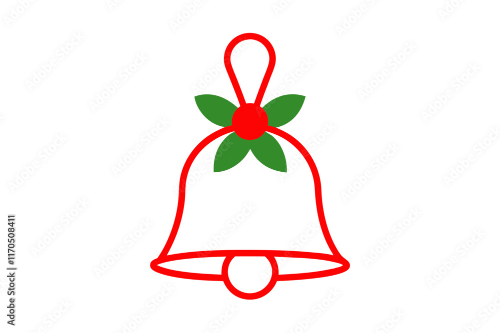 Vector Line Art of Christmas Bell on White Background Vector Line Art of Christmas Bell on White Background