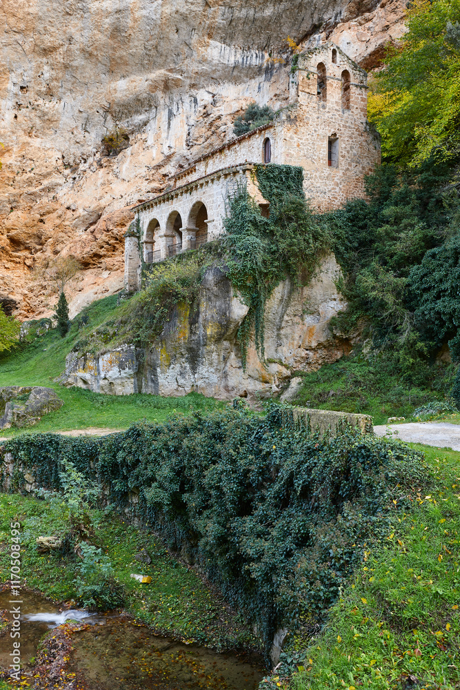 Picturesque medieval chapel in Tobera, Burgos. Castilla y Leon. Spain