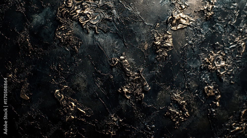 Obraz premium Abstract Dark Textured Art With Gold Accents