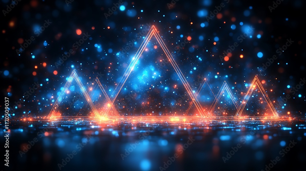 Glowing Neon Triangles Abstract Background Design