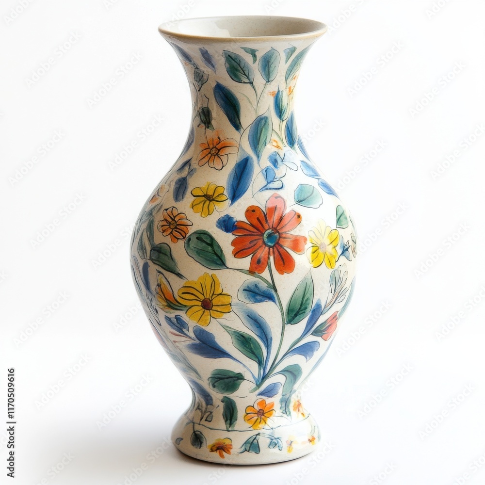 Ceramic vase with intricate hand-painted floral design showcasing vibrant colors and delicate artistry in traditional craftsmanship Ceramic vase with intricate hand-painted floral design showcasing vibrant colors and delicate artistry in traditional craftsmanship