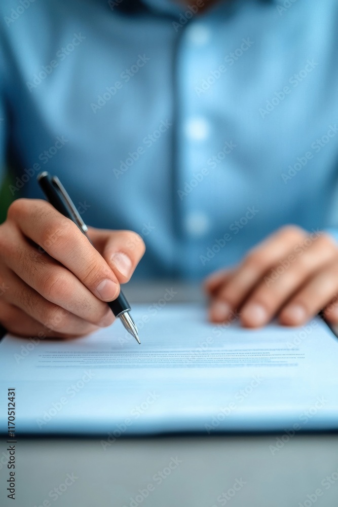 A close-up of a person signing a document on a table, emphasizing professionalism and attention to detail. A close-up of a person signing a document on a table, emphasizing professionalism and attention to detail.