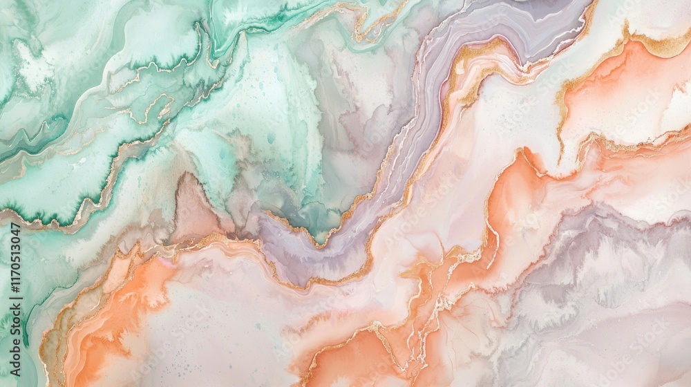 Obraz premium Abstract Pastel Swirls With Gold Accents Art