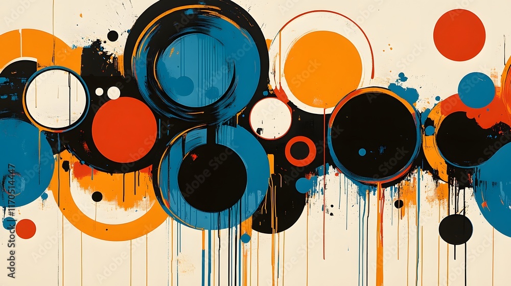 Abstract Circular Painting with Dripping Paint Abstract Circular Painting with Dripping Paint