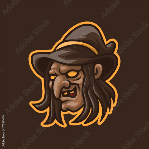 Wizard Old Granny Head Esport Mascot Vector Illustration is perfect for your brand business