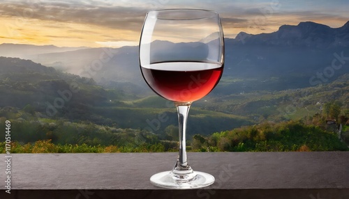 A Captivating Glass of Wine on a Transparent Background Perfect for Elegant Designs, WineThemed Projects, and Sophisticated Presentations photo