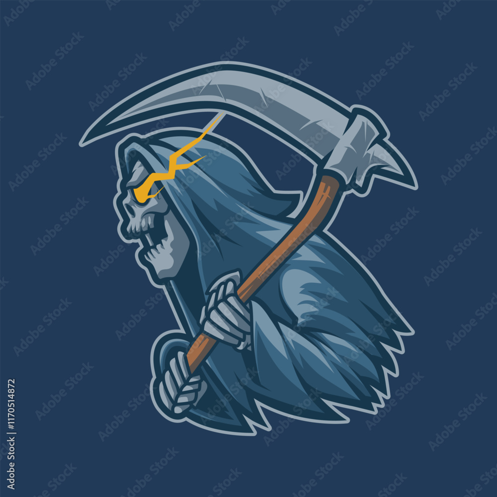 Naklejka premium Attacking Skull Killer Mascot Vector Illustration is perfect for your brand business