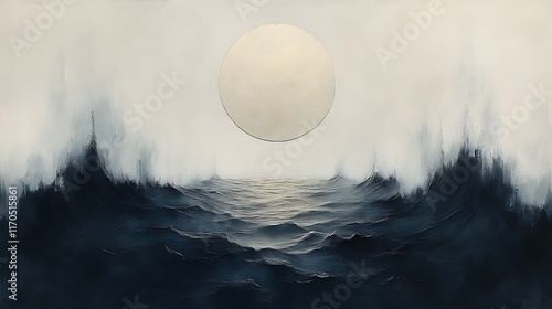 Obraz na płótnie Abstract Seascape with a Central Circular Form w salonie
