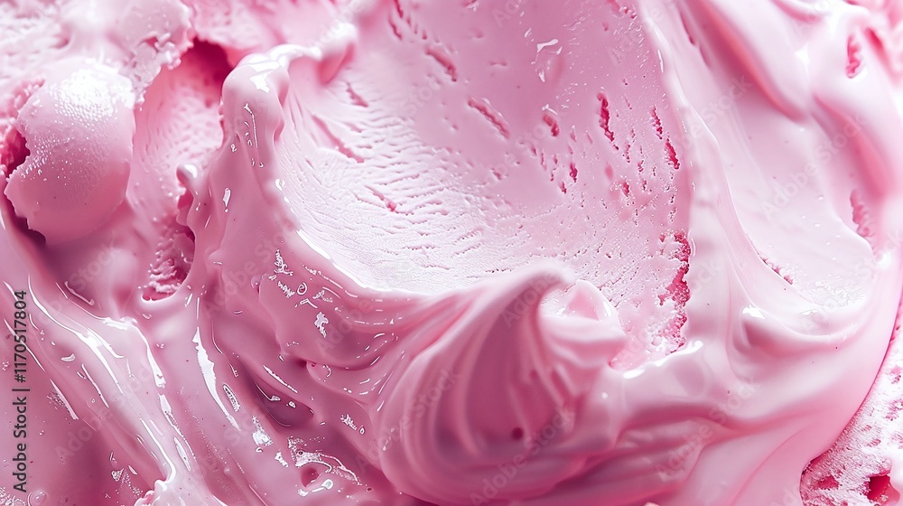 Delicious pink ice cream topped with fresh raspberries and strawberries in a cold, creamy dessert bowl. Delicious pink ice cream topped with fresh raspberries and strawberries in a cold, creamy dessert bowl.