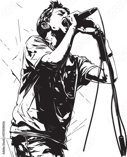 rock singer with microphone