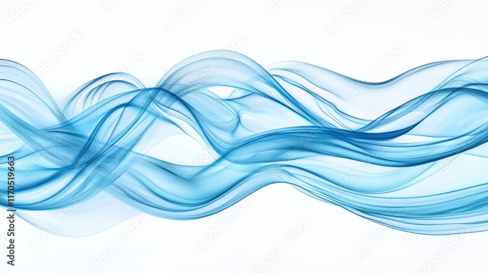 Fototapeta premium Abstract Blue Waves Flowing Seamlessly Across White Background