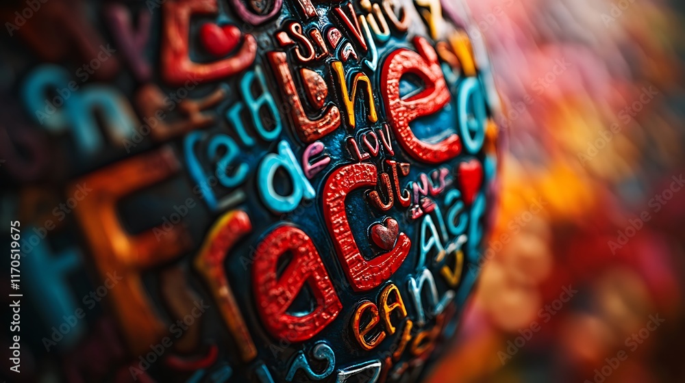 Fototapeta premium Close-up of colorful, textured sphere with prominent