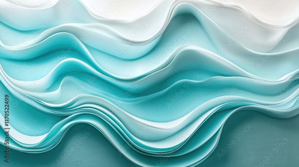 Fototapeta premium Abstract Teal and White Paper Wave Design