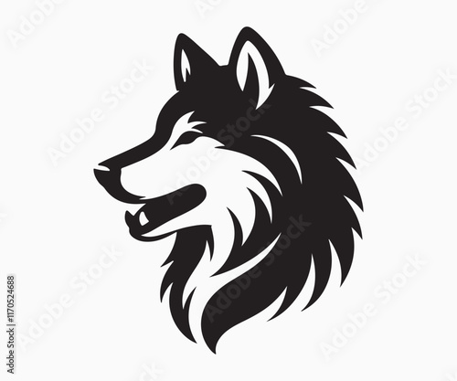 minimalist silhouette of a wolf in black and white