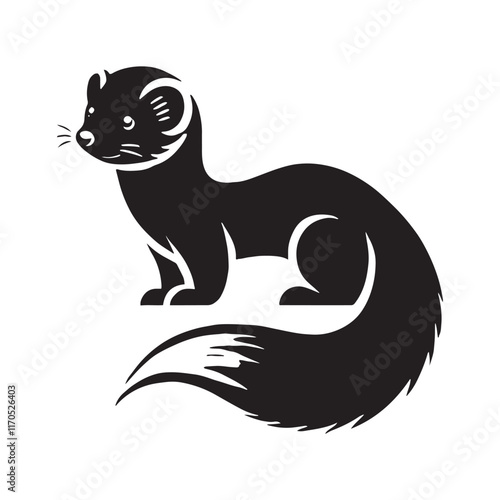 Bold marten silhouette for artistic design applications - Marten illustration - minimallest marten vector
 photo