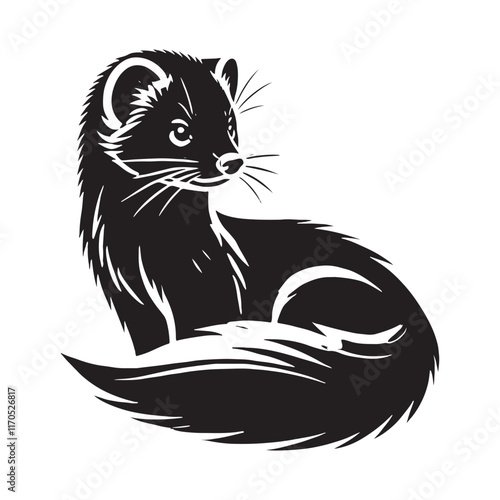 Majestic marten silhouette for innovative artistic designs - Marten black vector
 photo