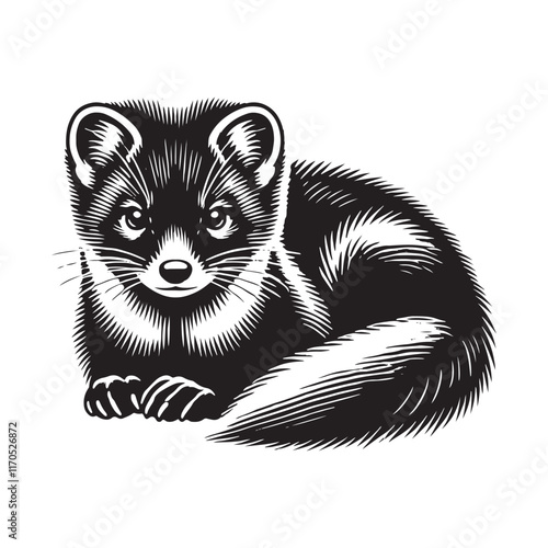 Unique marten silhouette for versatile digital needs - Marten illustration - minimallest marten vector
