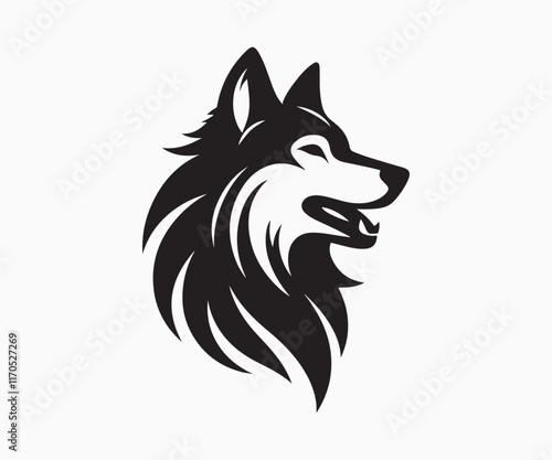 minimalist silhouette of a wolf in black and white