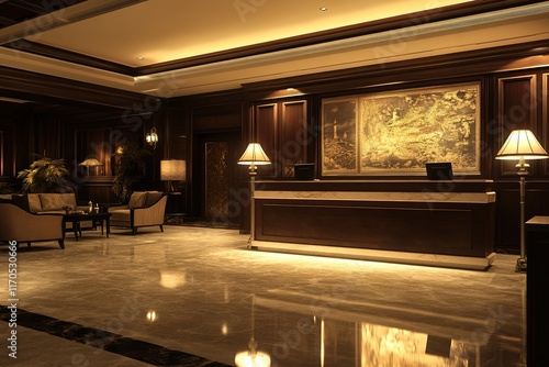 Wallpaper Mural A luxurious hallway with a red carpet, gold accents, and a chandelier. The hallway leads to a grand ballroom or other event space Torontodigital.ca