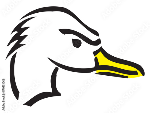 Rabbit-duck illusion. An Ambiguous image, reversible figure, and optical illusion in which a rabbit or a duck can be seen. Vector.