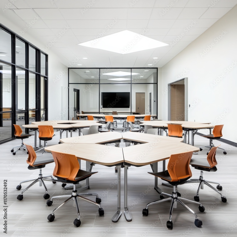 Innovative classroom design featuring geometric fishbowl setup with middle circle and outer square modern learning environment flexible seating contemporary viewpoint Innovative classroom design featuring geometric fishbowl setup with middle circle and outer square modern learning environment flexible seating contemporary viewpoint