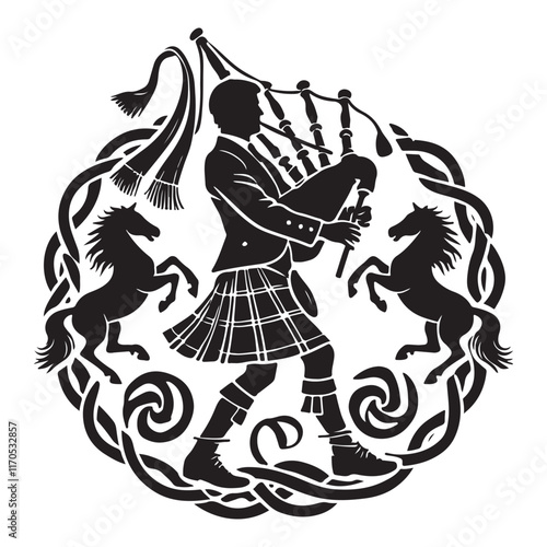 Ceiled Silhouette Vector Illustration, Solid White Background.